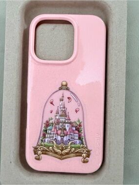 NWT Casely Pink Glitter iPhone 16 pro case with Beauty and the Beast sticker